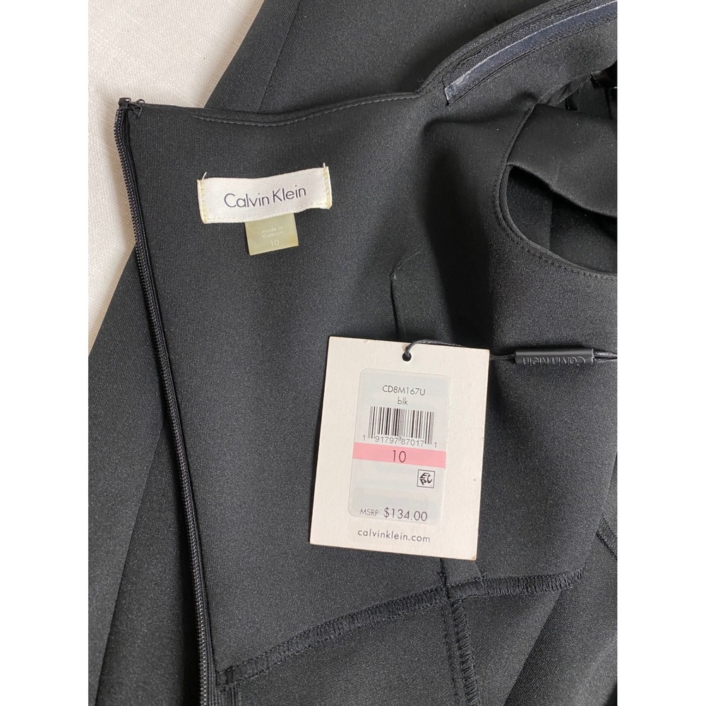 Calvin Klein Black Cold Shoulder Scuba Sheath Dress Sweetheart Neckline Size 8 - Picture 5 of 11
